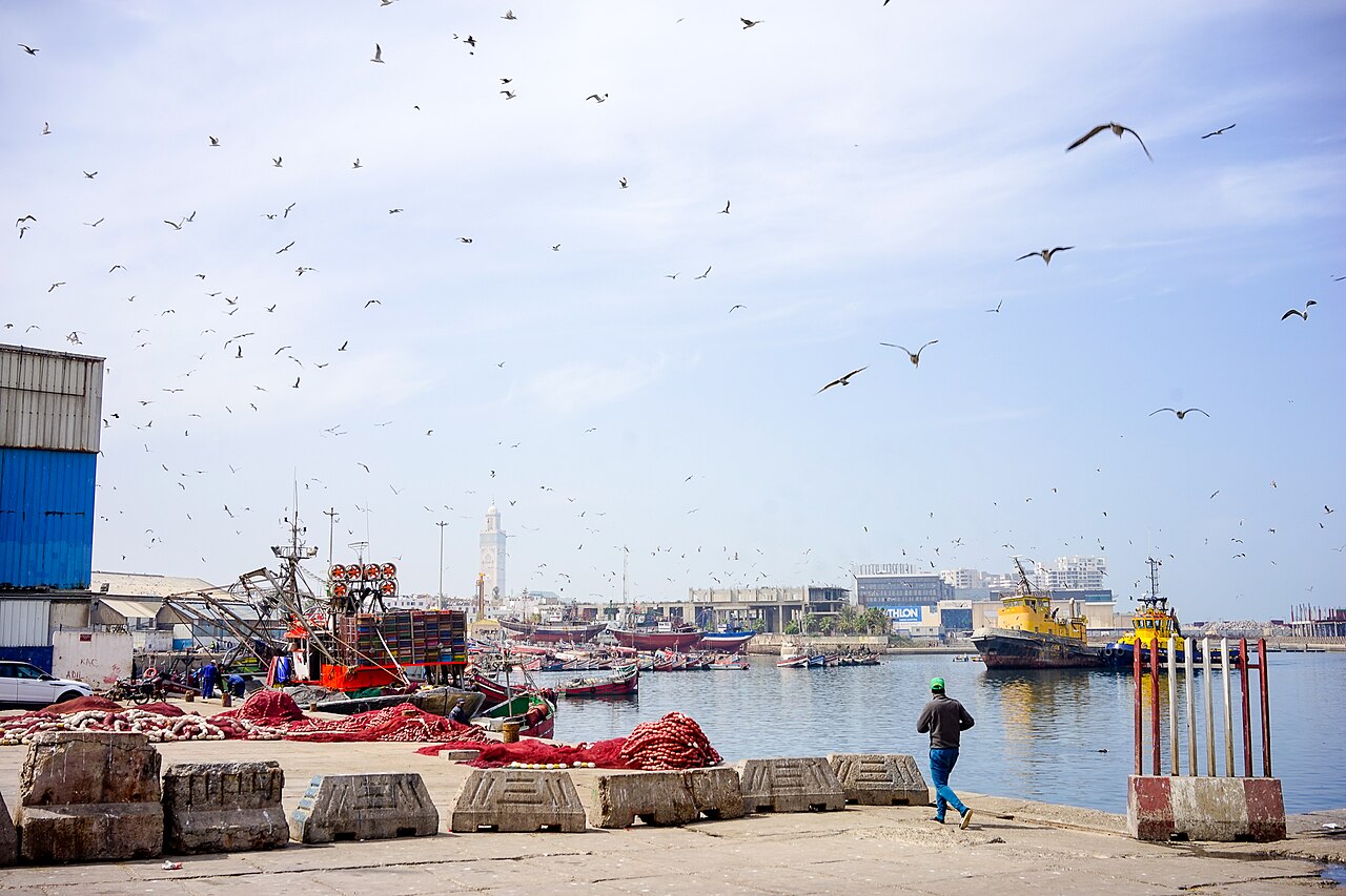 A view from the fishing port on the hassan 2 mosque casablanca